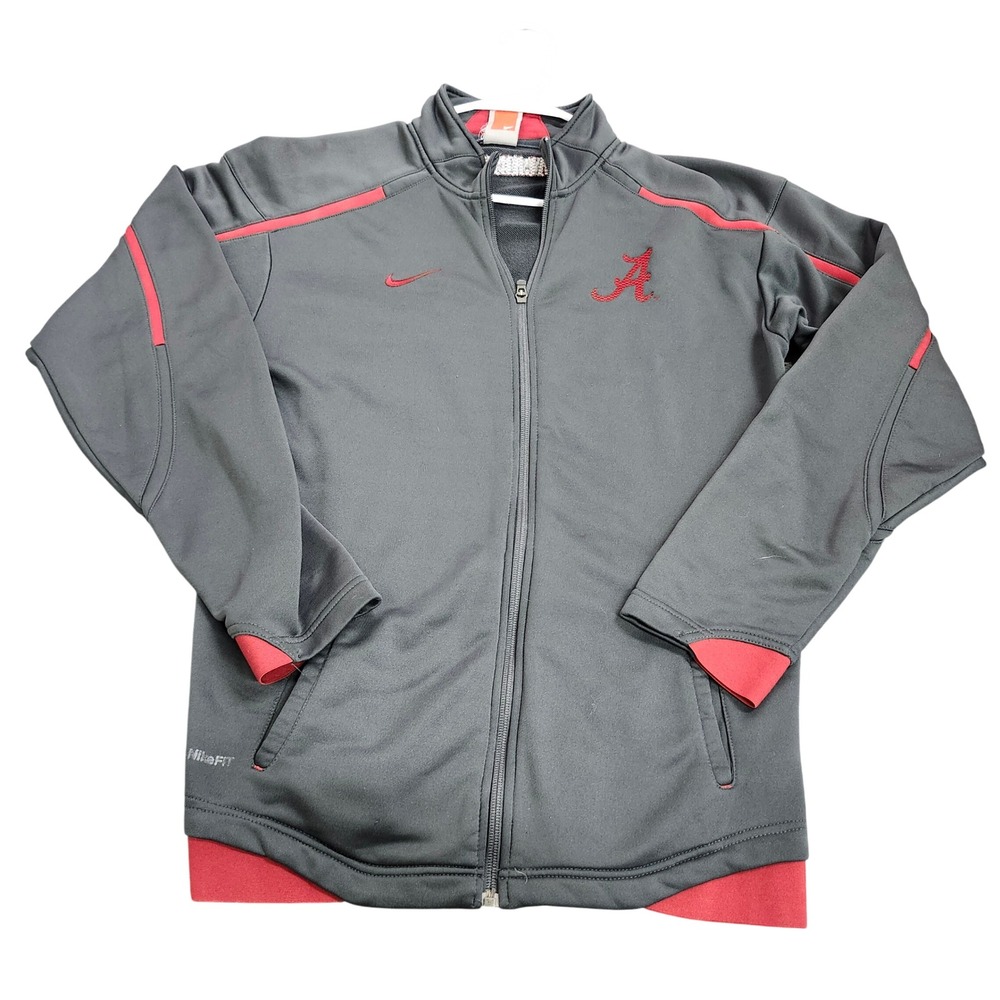 ALABAMA NIKE MENS S GRAY NCAA FOOTBALL TRACK JACKET FIT DRY EUC
